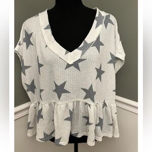 Altar'd State Star Waffle Knit Shirt Womens (Size M)
